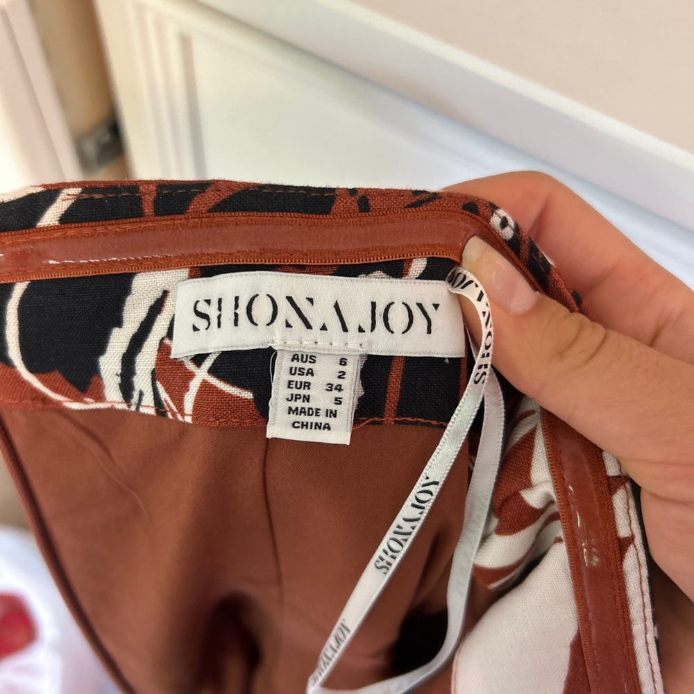 Shona Joy Strapless Pleated Sundress in Brown and Orange - Picture 4 of 5